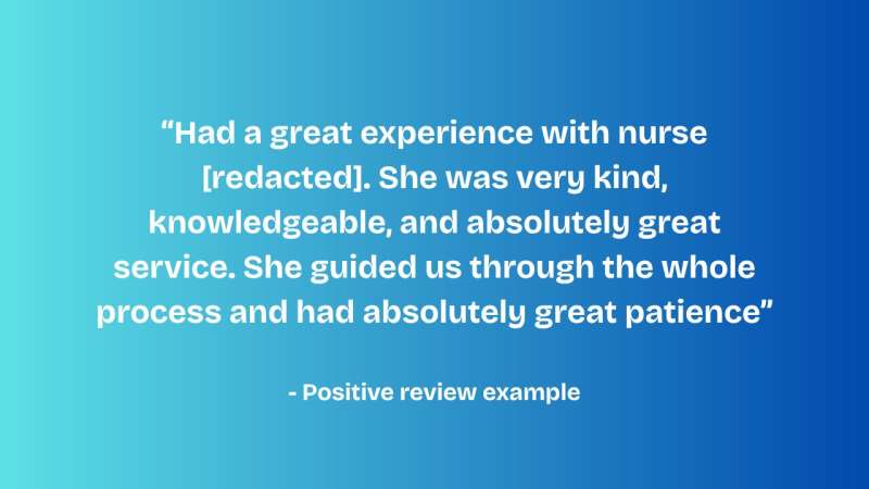 An example of a positive review of a health care facility that was included in the study. Credit: Penn Medicine. "And" vs. "Then": What words in online reviews tell us about hospital visits
